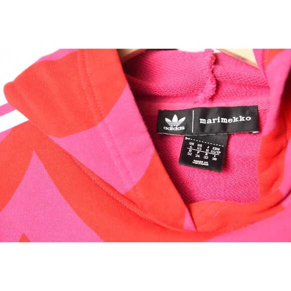 Adidas x Marimekko Women's Pink Red Hoodie with White Stripes Size XS - Picture 6 of 11